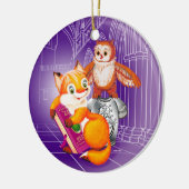 キツネとフクロウスミレ セラミックオーナメント (左)