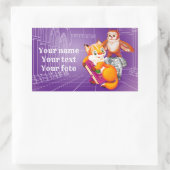 キツネとフクロウスミレ 長方形シール (バッグ)