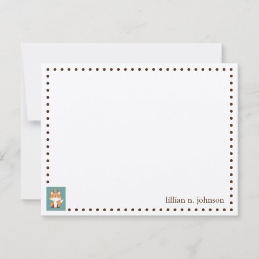 キツネとフクロウパーソナライズされたのノートカード ノートカード (正面)
