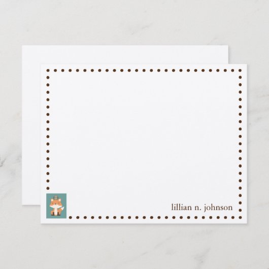 キツネとフクロウパーソナライズされたのノートカード ノートカード (正面/裏面)