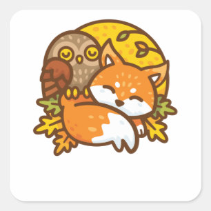 キツネとフクロウ スクエアシール