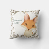 キツネとフローラリースベビー名パーソナライズされた クッション (裏面)