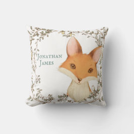 キツネとフローラリースベビー名パーソナライズされた クッション