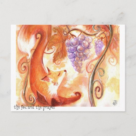 キツネとブドウの葉書 ポストカード (正面)