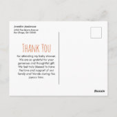 キツネとベビーの水の色 – 赤ちゃんシャワーありがとう ポストカード (裏面)