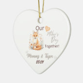 キツネとベビー、私たちの最初の母の日の一緒に セラミックオーナメント (左)