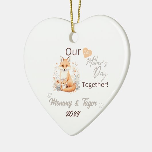 キツネとベビー、私たちの最初の母の日の一緒に セラミックオーナメント (左)