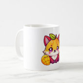 キツネとマンゴーのかわいいアート コーヒーマグカップ (正面左)