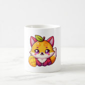 キツネとマンゴーのかわいいアート コーヒーマグカップ (中央)