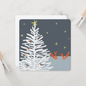 キツネとロビンのクリスマスカード カード (正面/裏面インサイチュ)