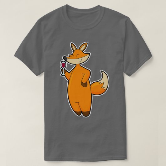 キツネとワイングラス Tシャツ (デザイン正面)