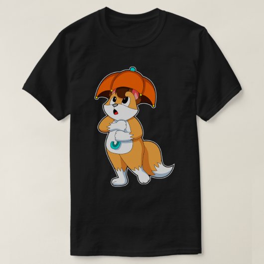 キツネと傘2 Tシャツ (デザイン正面)