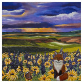 キツネと友人の嵐 ファブリック (見本)