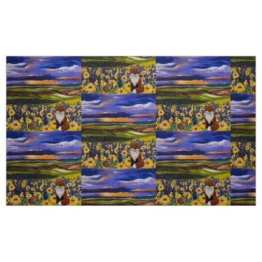 キツネと友人の嵐 ファブリック (ファットクウォーター)