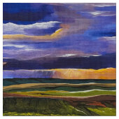 キツネと友人の嵐 ファブリック (クローズアップ)