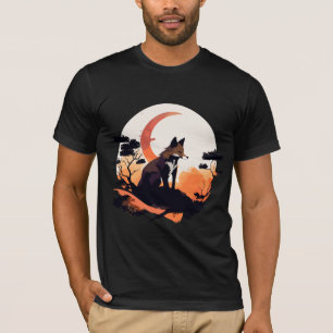 キツネと月 Tシャツ