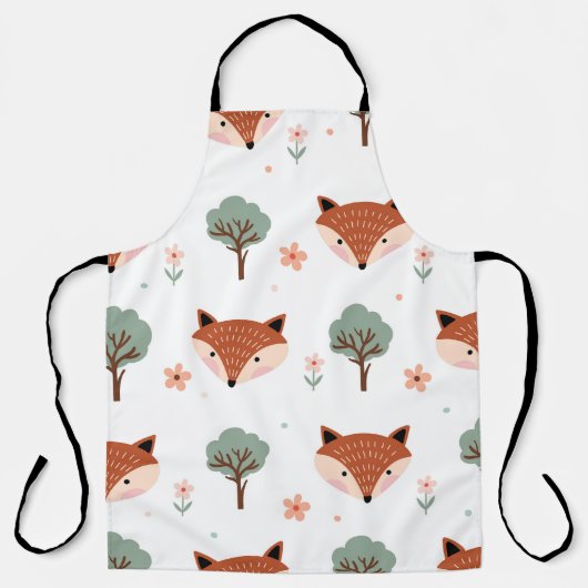 キツネと木：子供っぽい エプロン (正面)