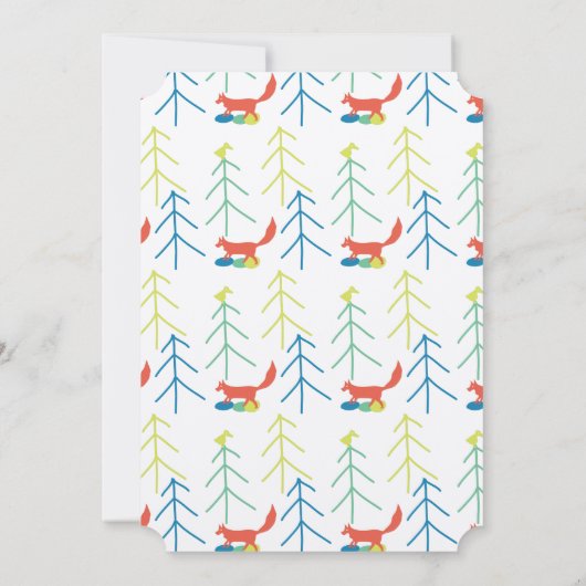 キツネと松の木の男の赤ちゃんシャワー招待状 招待状 (裏面)