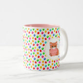 キツネと色数々の付きフェスティバルバルーンパーソナライズされた ツートーンマグカップ (正面右)
