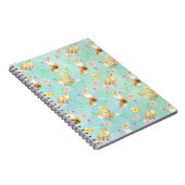 キツネと花ピンク黄色ミント水色 ノートブック (右側)