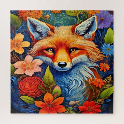 キツネと花 ジグソーパズル (縦)