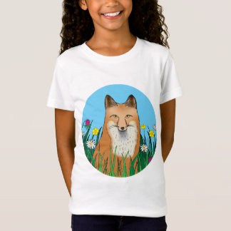 キツネと花 Tシャツ