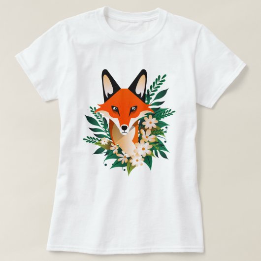 キツネと花Tシャツ Tシャツ (デザイン正面)