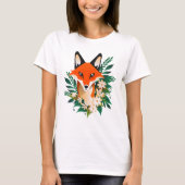 キツネと花Tシャツ Tシャツ (正面)