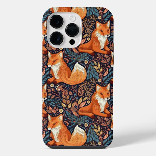 キツネと葉っぱの模様 iPhoneケース (裏面)