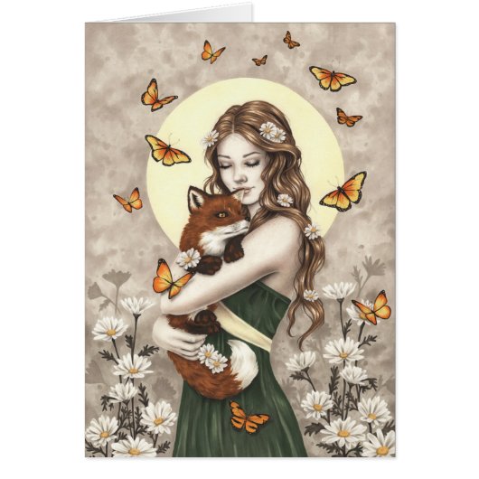 キツネと蝶を持つ庭の女の子 (正面)
