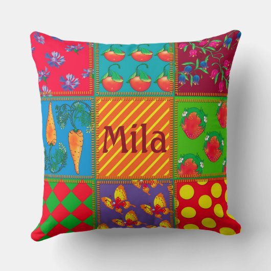 キツネと蝶 クッション (裏面)