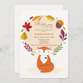 キツネと離れのベビーシャワー 招待状 (正面/裏面)