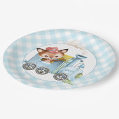 キツネと電車ジンジャムブルーベビーシャワー ペーパープレート (アングル)