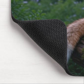 キツネと鳥が夕暮れ時の森の景色 マウスパッド (コーナー)