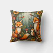 キツネと鳥とひまわりの森の風景 クッション (裏面)