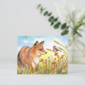キツネと鳥 ポストカード (スタンド正面)