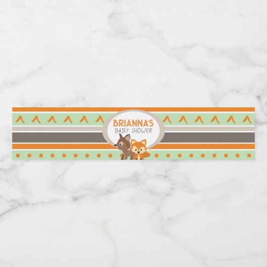 キツネと鹿の森のウォーターボトルラベル ペットボトルラベル (シングルラベル)