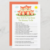 キツネどのように良い知っている赤ちゃんシャワーのゲーム (正面/裏面)