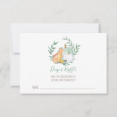 キツネのおむつくじカード - ニュートラルな秋のベビーシャワー 招待状 (正面)