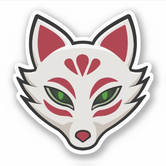 キツネのお面 シール (正面)