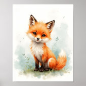 キツネのぬいぐるみ壁画 - 森の赤ちゃん部屋 ポスター (正面)