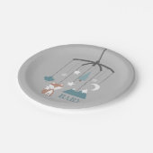 キツネのまぐさ桶の移動式モダンな青色児のシャワー ペーパープレート (アングル)