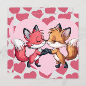 キツネのキス バレンタインデーのハート ラブカード シーズンカード (正面/裏面)