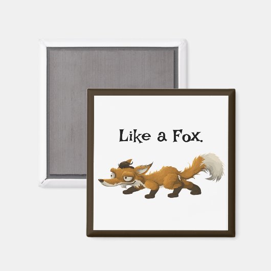 キツネのキャラクター -「Like a Fox」デザイン マグネット (正面/裏面)
