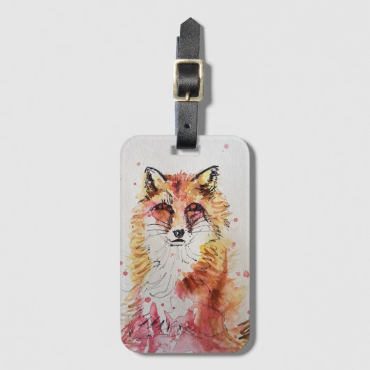 キツネのキュートな動物アート描画スーツケースタグ ラゲッジタグ (正面縦)