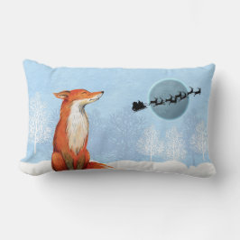 キツネのクリスマスの枕 ランバークッション