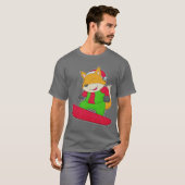 キツネのクリスマススノーボード Tシャツ (正面フル)