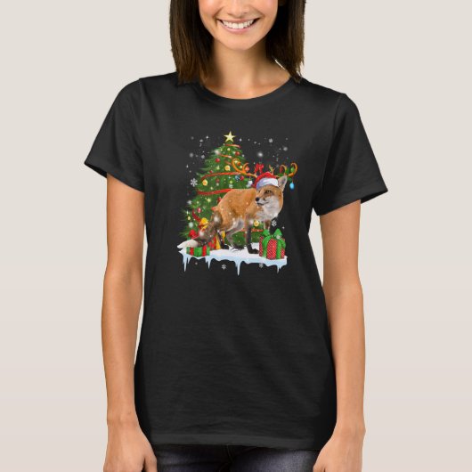 キツネのクリスマスツリー Tシャツ (正面)