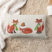 キツネのクリスマス枕 ランバークッション (ブランケット)