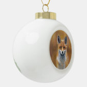 キツネのクリスマス飾り セラミックボールオーナメント (左)
